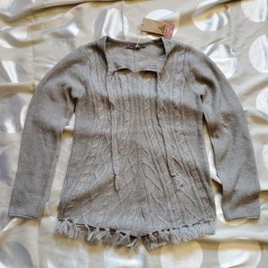 Prana Shelby Cable Knit Fringe Wool Sweater